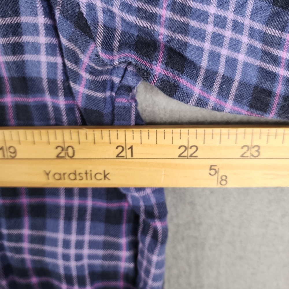 LLBean Womens Plaid Long‎ Sleeve Flannel Shirt L Blue Pink 100% Cotton Vintage - Picture 10 of 13
